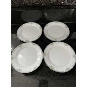 Noritake Greenbrier 4101 Bread Dessert Plates Platinum Rim 6.25" Set of 4